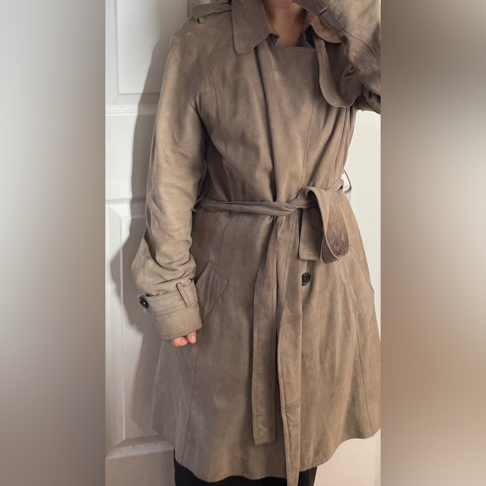Cyrillus Genuine Leather Suede Trench Coat | US 12 (EU 42) |